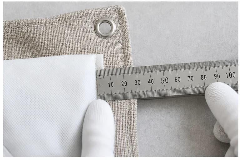 Inspection minutieuse de la couture et de l'œillet de la doublure de la pochette en charbon de bambou