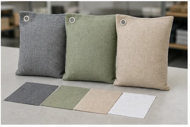 Pochettes de charbon de bois finies avec échantillons de tissu et de couleur approuvés