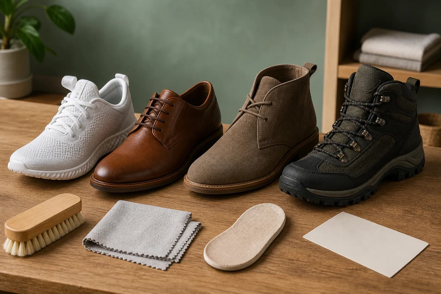 Scarpe in rete, pelle, camoscio e materiale impermeabile per il controllo della cura