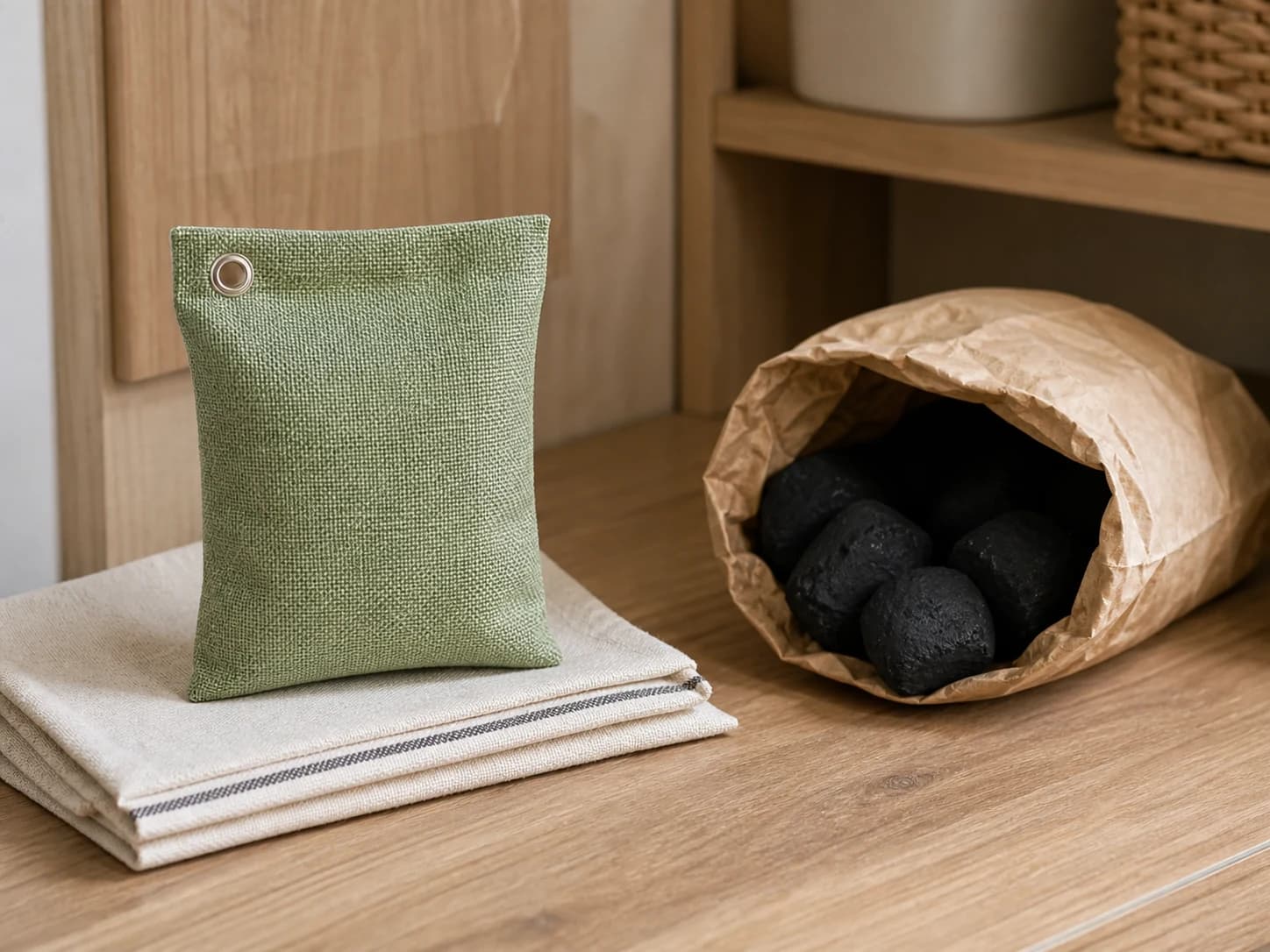 Sachet au charbon de bambou séparé de briquettes de barbecue