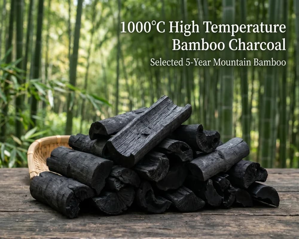 Reference illustration of bamboo charcoal material and high-temperature carbonization