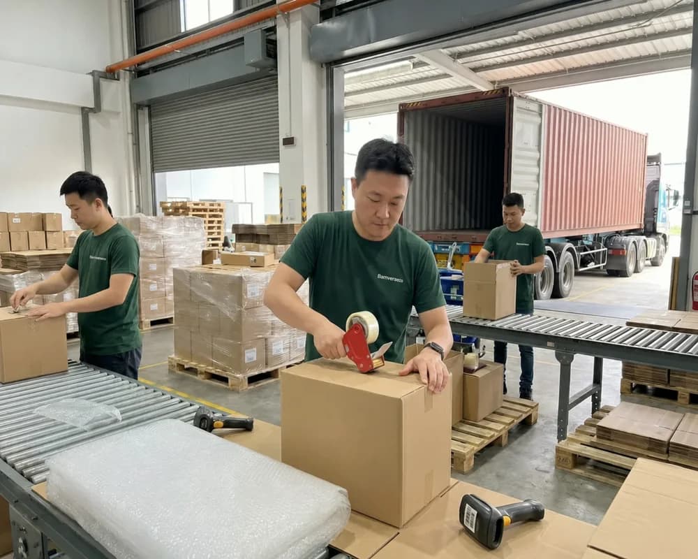 Shipment packing for bamboo charcoal bag production