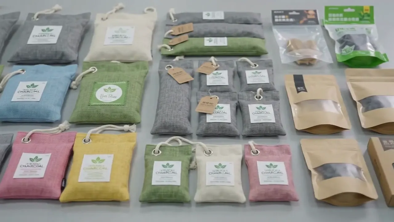 Bamboo charcoal product samples, colors and packaging formats for wholesale sourcing