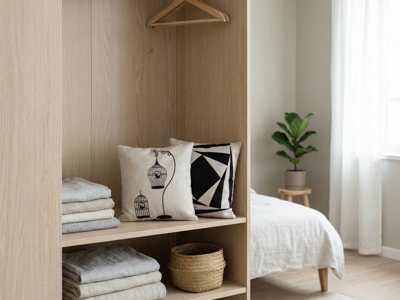 Bamboo charcoal bags placed in a wardrobe for enclosed-storage odor care