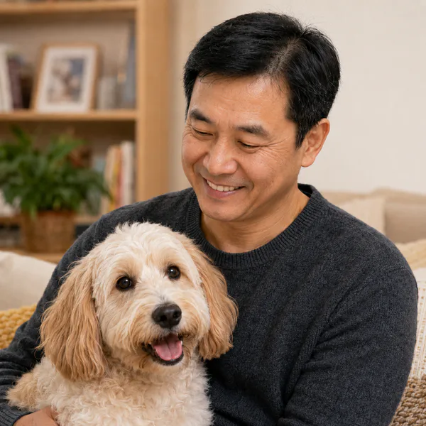 Lucas Lee with his dog