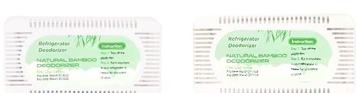 Front and back views of a ventilated refrigerator deodorizer housing