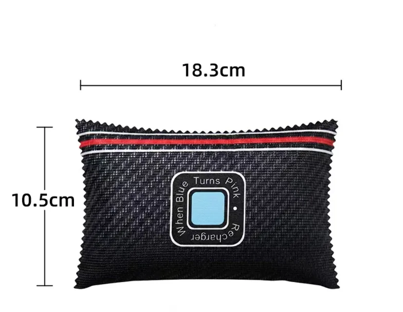 Black 400g reusable silica gel car dehumidifier bag with moisture indicator