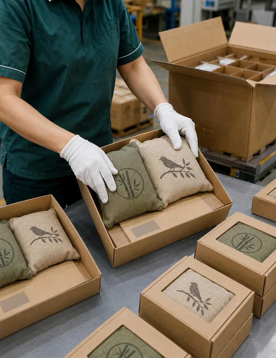 Retail-set packing for private-label automotive bamboo charcoal bag production
