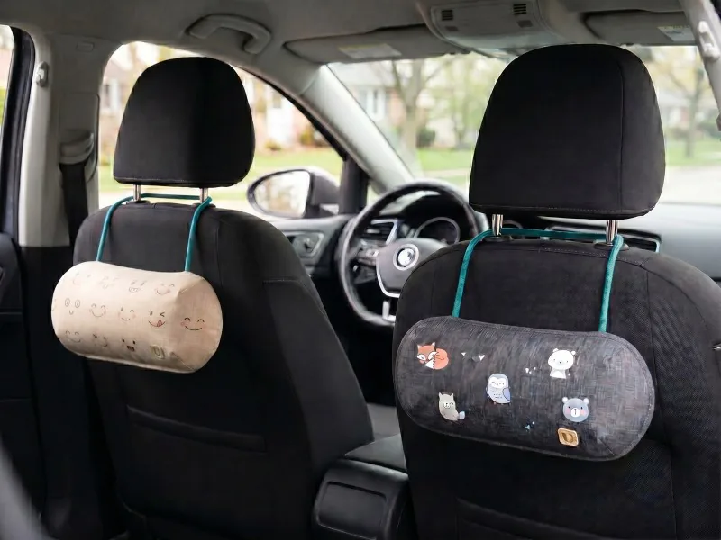 Front-seat headrest application for an unscented car odor absorber bag